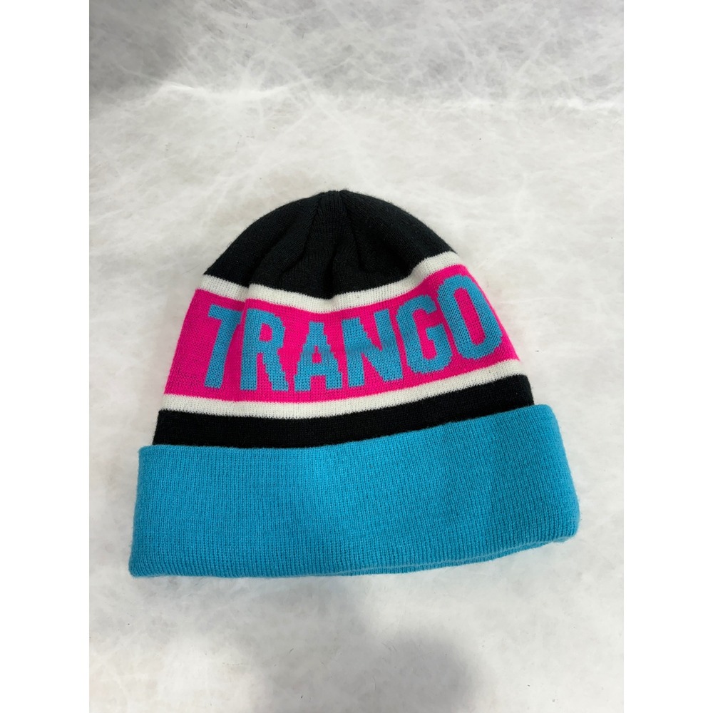 Trango Retro Knit Beanie Hat Blue Pink Black‎ Colorblock Cuffed Ski Streetwear